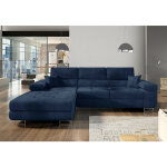 Les tendances - canapé convertible d'angle gauche velours bleu marine wile 280 cm Les tendances - canapé convertible d'angle gauche velours bleu marine wile 280 cm
