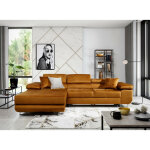 Les tendances - canapé convertible d'angle gauche velours marron clair wile 280 cm Les tendances - canapé convertible d'angle gauche velours marron clair wile 280 cm
