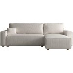 Canap convertible d'angle rversible 4 places velours ctel beige cosy