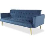 Cotecosy ? canap� convertible clic - clac 3 places en velours bleu ? dimensions l191 x p79 x h78 cm ? ...