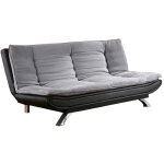 Vente - unique - canapé convertible clic - clac en tissu et simili demido iii - gris et noir Vente - unique - canapé convertible clic - clac en tissu et simili demido iii - gris et noir