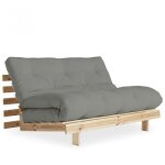 Inside75 - canap convertible futon roots pin naturel coloris gray couchage 140x200 cm.