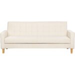 Beliani - canapé convertible moderne 3 places en tissu capitonné avec accoudoirs blanc cassé vehkoo Beliani - canapé convertible moderne 3 places en tissu capitonné avec accoudoirs blanc cassé vehkoo