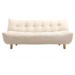 Miliboo - canap� convertible scandinave 3 places en tissu beige et bois clair yumi