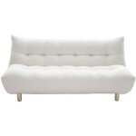 Miliboo ? canap� convertible scandinave 3 places en tissu effet laine boucl�e blanc ? dossier inclinable ...