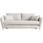 Miliboo - canap� convertible scandinave 3 places en tissu gris clair chin� et bois clair avec matelas ...