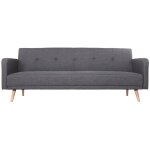 Miliboo - canapé convertible scandinave 3 places en tissu gris foncé et bois clair ulla Miliboo - canapé convertible scandinave 3 places en tissu gris foncé et bois clair ulla