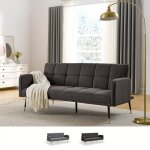 Canap convertible en tissu 2 - 3 places accoudoirs pieds noirs dors mulier - marron