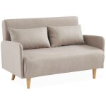 Sweeek - canap convertible tissu 2 places scandinave - panam - pieds bois. banquette. dossier inclinable ...