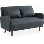 Canap convertible tissu 2 places scandinave - panam - pieds bois. banquette. dossier inclinable polyester ...