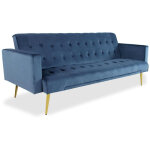 Canap� convertible velours  tybio  191cm bleu