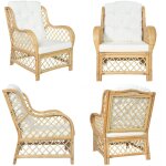 Vidaxl - canap avec coussin rotin naturel et lin - canap rotin - canap intrieur - meuble salon - ...