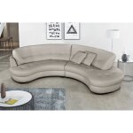 Venesetti - canap en cuir italien de luxe 5 / 6 places bretini gris clair, ct accoudoir gauche - gris ...