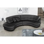 Venesetti - canap en cuir italien de luxe 5 / 6 places bretini noir, ct accoudoir droit - noir accoudoir ...