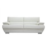 Canap design avec ttires ajustables 3 places cuir blanc et acier chrom ewing