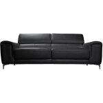 Miliboo - canap design avec ttires ajustables 3 places en cuir noir et acier chrom nevada