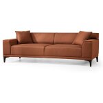 Canap droit 3 places en tissu orange avec 2 coussin tivano 212 cm