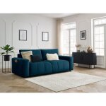 Bobochic - canap droit convertible coffre arsene tissu velours bleu
