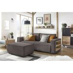 Bobochic - canapé droit convertible coffre tablette nihad velours côtelé avec pouf marron Bobochic - canapé droit convertible coffre tablette nihad velours côtelé avec pouf marron