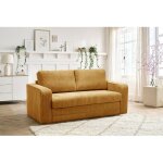 Bobochic - canap� droit convertible d�plimousse come velours c�tel� jaune