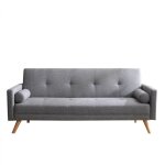 Concept - usine - canapé convertible 3 places en tissu gris wooden Concept - usine - canapé convertible 3 places en tissu gris wooden