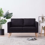 Canap droit fixe 2 places contemporain - sofa divan banquette - tissu noir chic - 561264