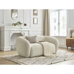 Bobochic - canapé droit fixe 2 places celine tissu lisse beige Bobochic - canapé droit fixe 2 places celine tissu lisse beige