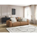 Bobochic - canap� droit fixe 3 places ultra moelleux boheme cuir v�gan marron clair