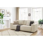 Bobochic - canap� droit fixe 3 places nihad velours c�tel� beige