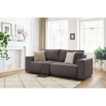 Bobochic - canap� droit fixe 3 places nihad velours c�tel� taupe