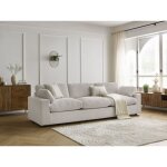 Bobochic - canap� droit fixe 4 places belair velours c�tel� beige