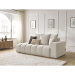Bobochic - canapé droit fixe mont - blanc tissu chiné accoudoir droit beige Bobochic - canapé droit fixe mont - blanc tissu chiné accoudoir droit beige