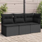 Vidaxl - canapé de jardin avec coussins 3 places noir résine tressée Vidaxl - canapé de jardin avec coussins 3 places noir résine tressée