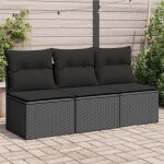 Canapé de jardin avec coussins 3 places noir résine tressée vidaxl Canapé de jardin avec coussins 3 places noir résine tressée vidaxl