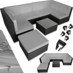 Tectake - canapé de jardin venise 7 places - noir / gris Tectake - canapé de jardin venise 7 places - noir / gris