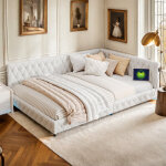 Canap� - lit 140 x 200 beige avec lumi�re ambiante led?lit capitonn� avec ports usb et type - c?velours ...