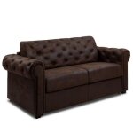 Inside75 - canap lit 2 - 3 places chesterfield convertible express 120cm sommier lattes microfibre vintage ...