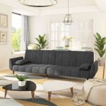 Canap� - lit � 2 places avec deux oreillers gris fonc� velours vidaxl