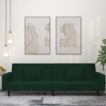 Devenirriche - canap� - lit � 2 places avec deux oreillers vert fonc� velours vidaxl