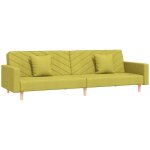 Canap� - lit � 2 places avec deux oreillers vert tissu vidaxl