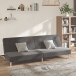 Vidaxl ? canap� - lit 2 places gris clair en tissu ? dimensions 200x100 cm d�pli� ? cadre en bois robuste ...