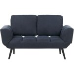 Beliani - canap - lit 2 places en tissu bleu marine mtal et bois mcanisme clic clac de style rtro ...