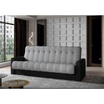 Les tendances - canapé lit 3 places tissu gris clair et simili cuir noir barote 210cm Les tendances - canapé lit 3 places tissu gris clair et simili cuir noir barote 210cm