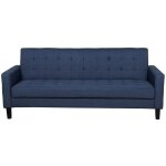 Canapé - lit clic - clac en tissu bleu foncé avec dossier réglable et espace de stockage pour salon au ... Canapé - lit clic - clac en tissu bleu foncé avec dossier réglable et espace de stockage pour salon au ...