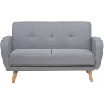 Canapé - lit convertible moderne 2 places pieds bois hévéa rétro en tissu rembourré gris clair florli ... Canapé - lit convertible moderne 2 places pieds bois hévéa rétro en tissu rembourré gris clair florli ...
