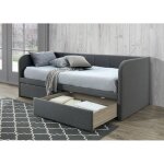 Meublorama - canap� lit avec deux tiroirs collection zito 90x200 cm coloris gris, sommier inclus.