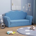 Vidaxl ? canap� - lit 2 places bleu peluche douce ? convertible pour enfants ? dimensions 94x90x48 cm ...