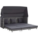 Vidaxl - canap� - lit extensible 3 places avec toit r�sine tress�e gris