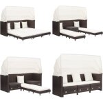 Canapé - lit extensible 3 places avec toit résine tressée marron - canapé extérieur - canapé convertible ... Canapé - lit extensible 3 places avec toit résine tressée marron - canapé extérieur - canapé convertible ...