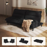Canap� - lit futon 2 places 178cm, en velours de lait, dossier r�glable, convertible 3en1, confortable ...